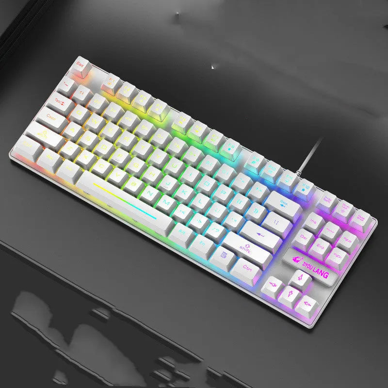 Mechanical gaming keyboard in choice of black, white, pink or blue colours with simple design