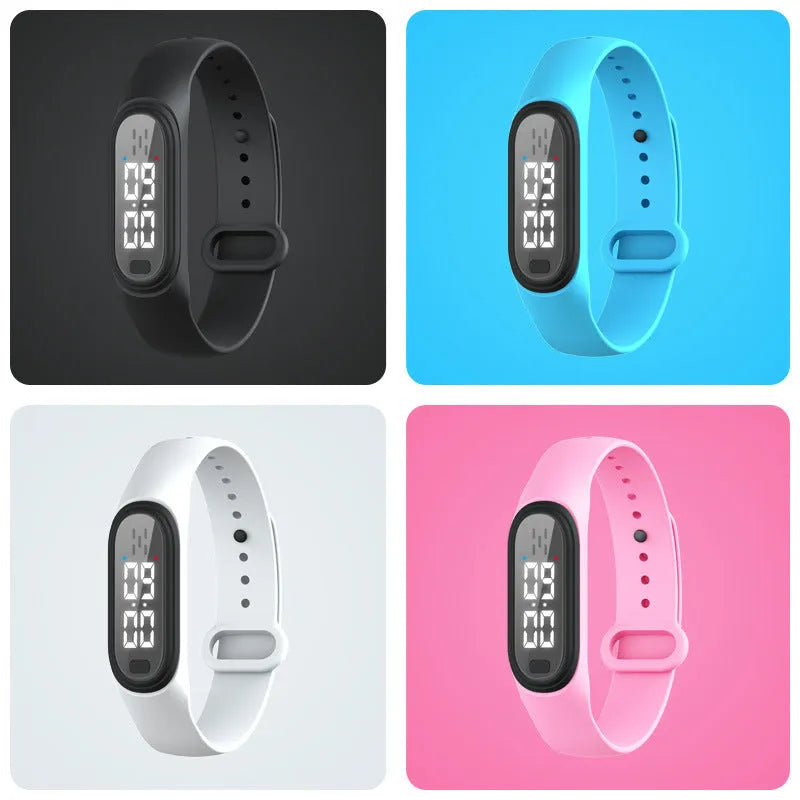 Ultrasonic electronic mosquito repellent watch bracelet in black, white, blue, or pink colours
