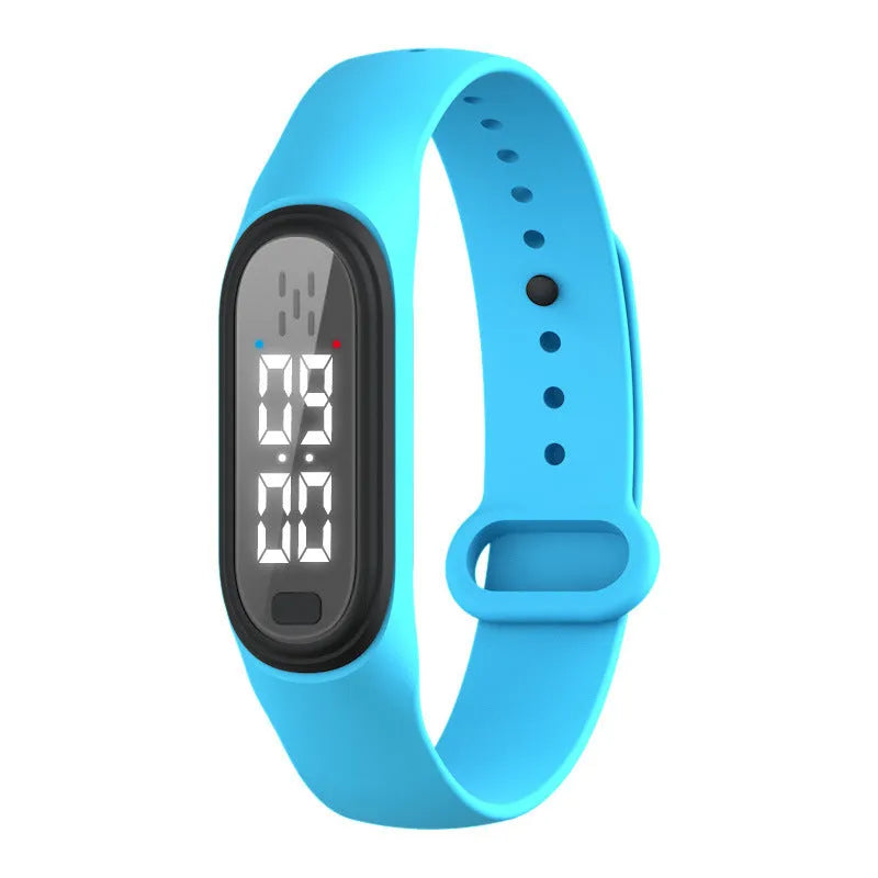 Ultrasonic electronic mosquito repellent watch bracelet in black, white, blue, or pink colours
