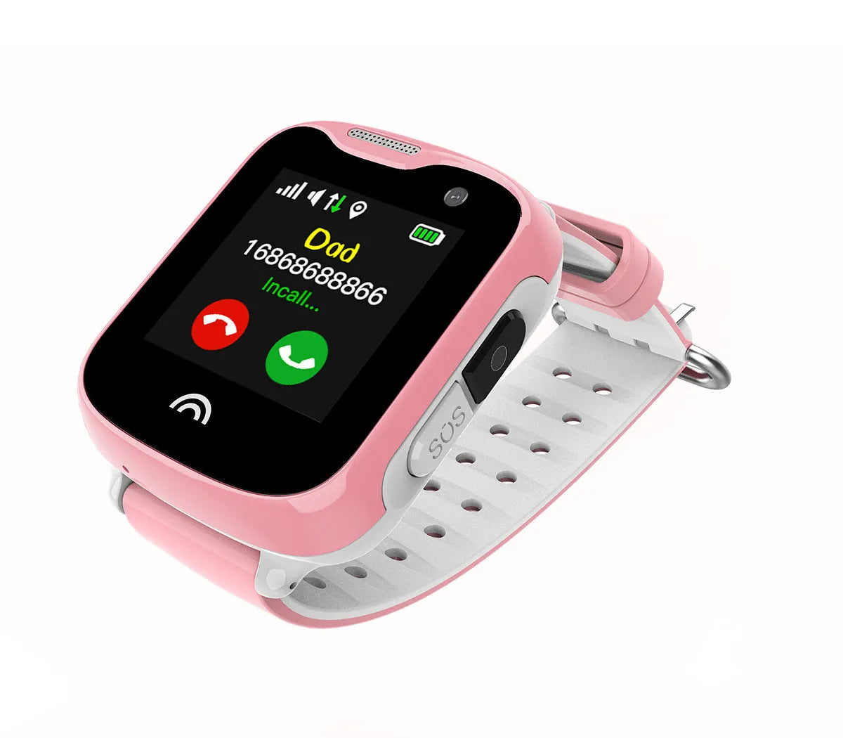 Children's waterproof smart phone watch with touch screen on silicone strap