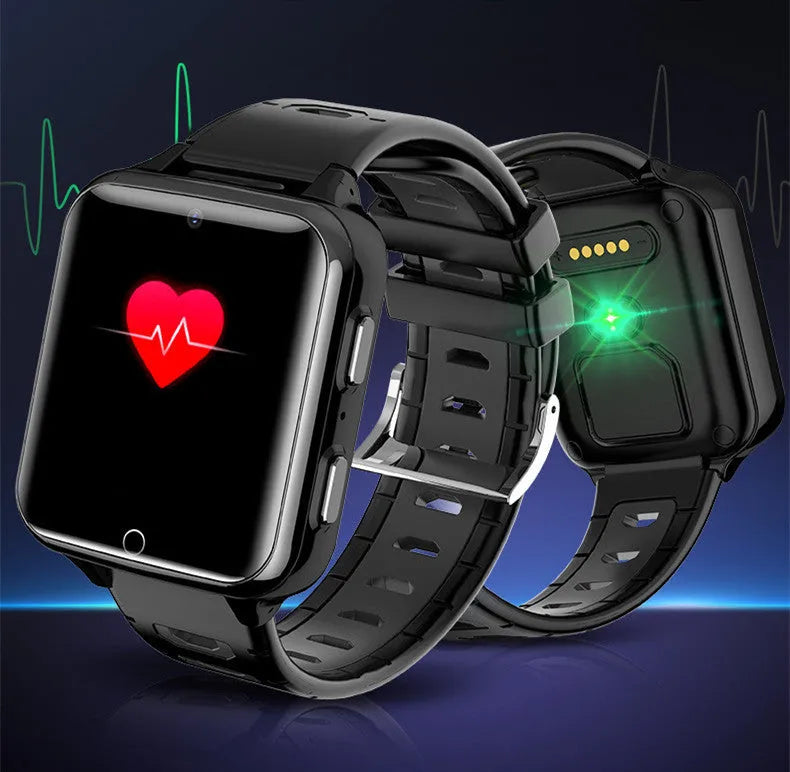 Children's smart watch with 1.54-inch screen and silicone wristband in black, blue, or pink colours
