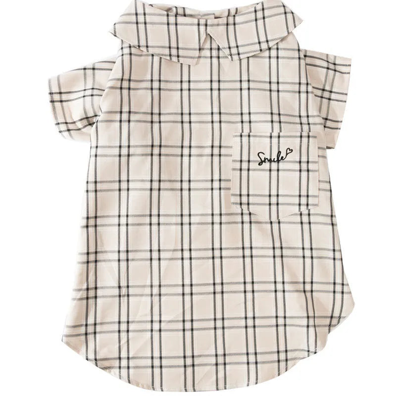 Brown large dog shirt for Labrador Golden Retriever in leisure style, size 6XL, shown on a standing dog