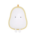 Pear-shaped silicone bedside night lamp with warm yellow glow and compact design