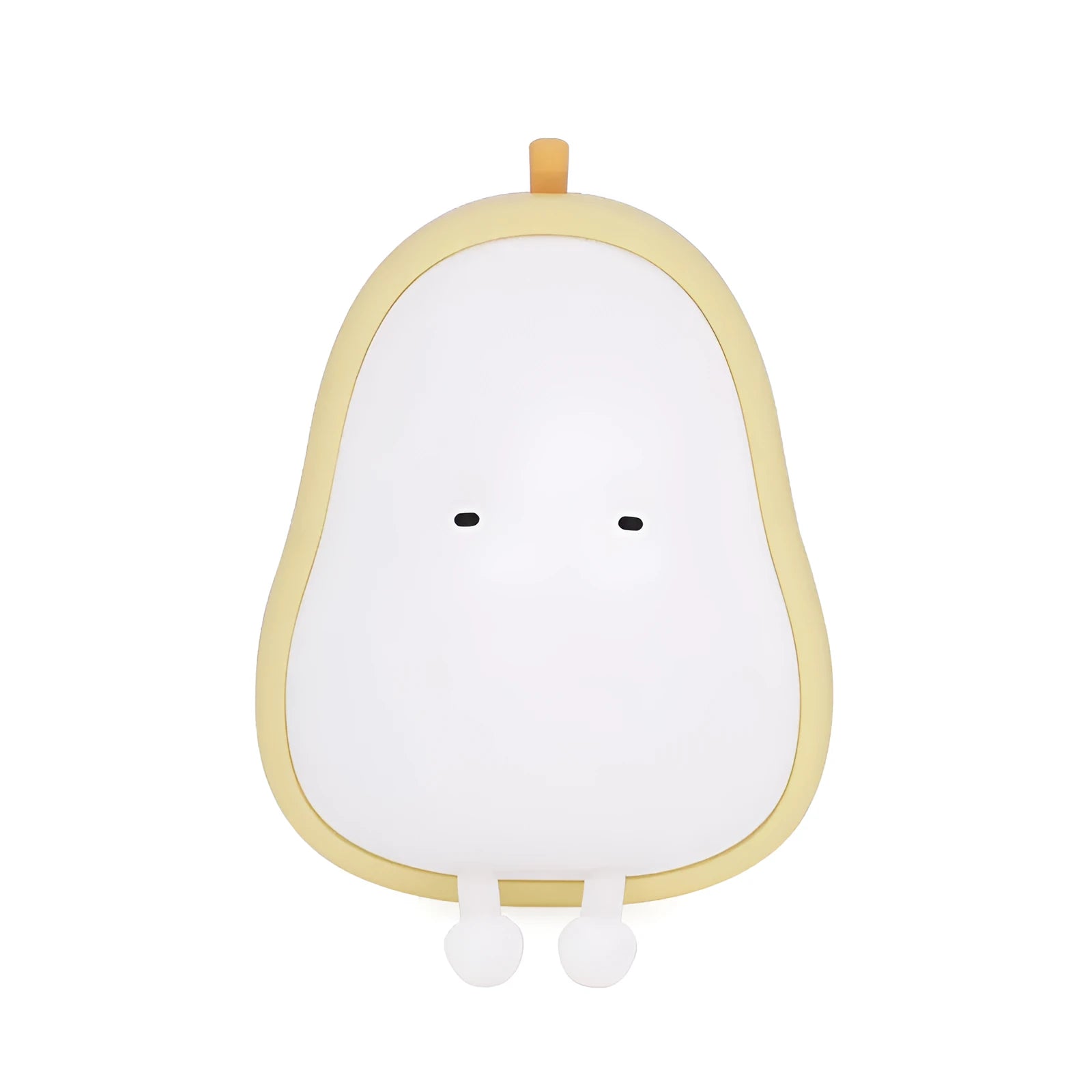 Pear-shaped silicone bedside night lamp with warm yellow glow and compact design
