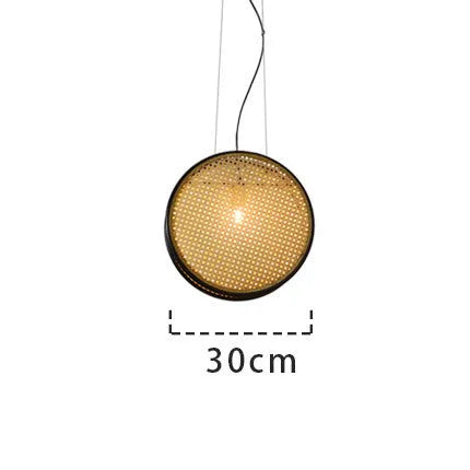 Black-rimmed rattan glass chandelier with iron body, 30cm or 40cm main panel, warm LED corridor light