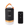 Black remote control camping light with LED illumination for outdoor emergencies and tent use