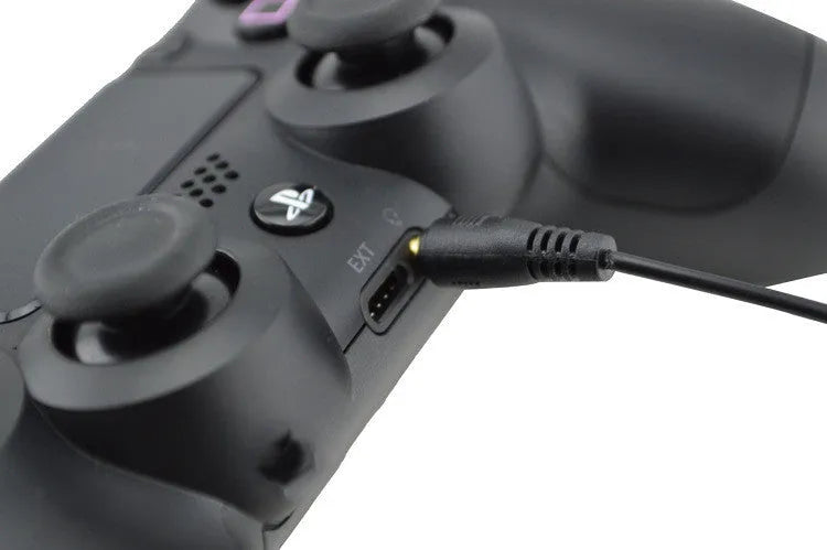 Black PS4 wired gaming headset with over-ear design and 3.5mm plug connector for PlayStation 4 consoles