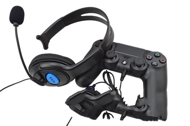 Black PS4 wired gaming headset with over-ear design and 3.5mm plug connector for PlayStation 4 consoles