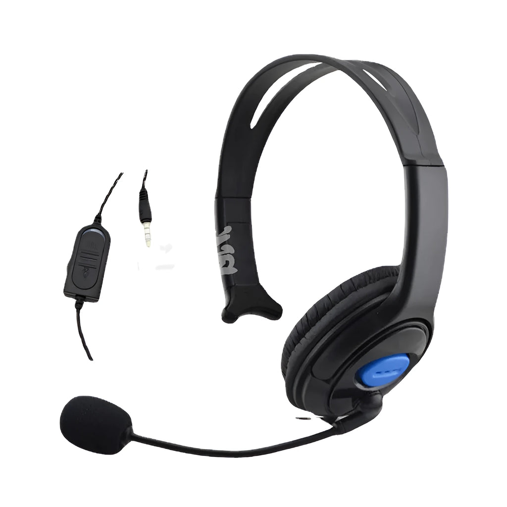 Black PS4 wired gaming headset with over-ear design and 3.5mm plug connector for PlayStation 4 consoles