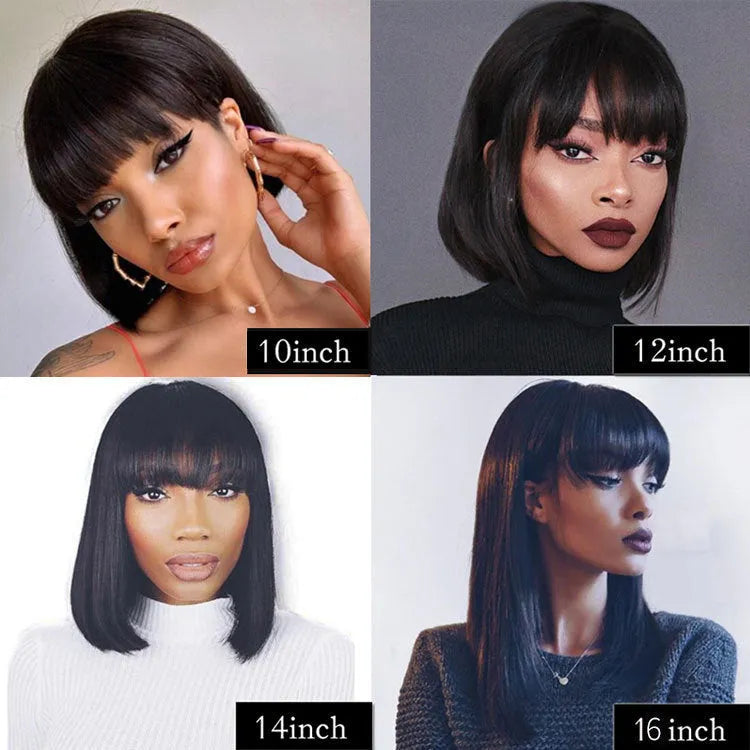 Unice Hair black real human hair wig in 10inch short to medium length style