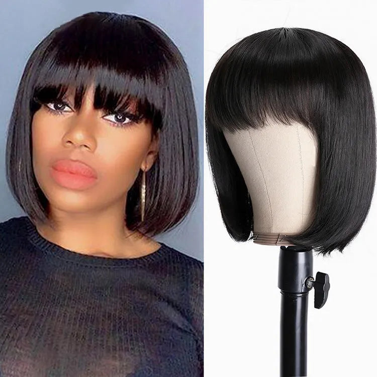 Unice Hair black real human hair wig in 10inch short to medium length style