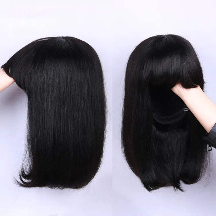 Unice Hair black real human hair wig in 10inch short to medium length style