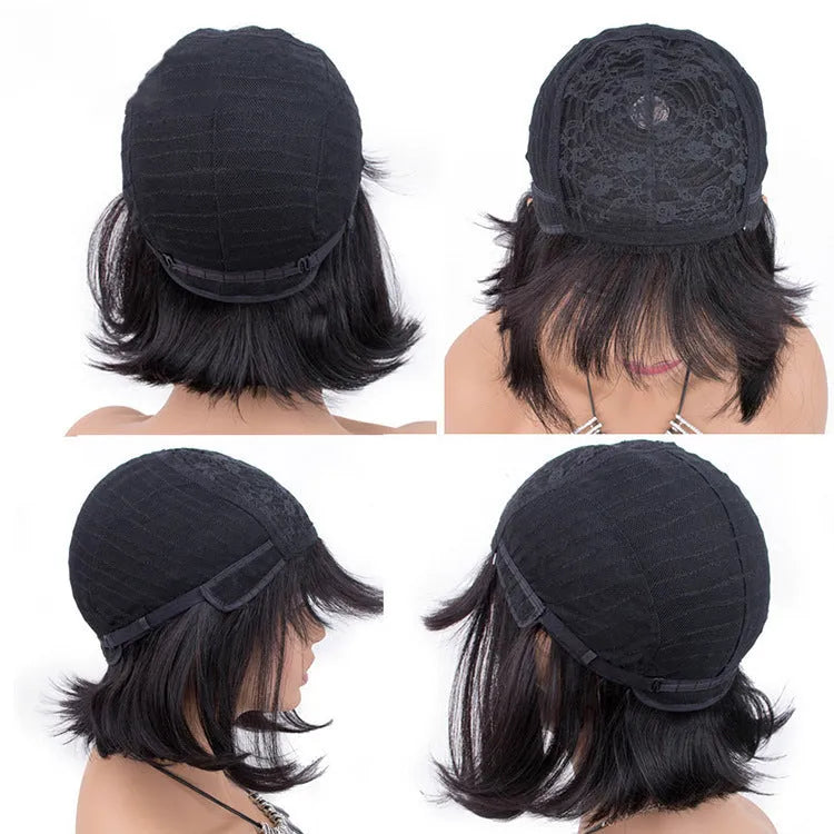 Unice Hair black real human hair wig in 10inch short to medium length style