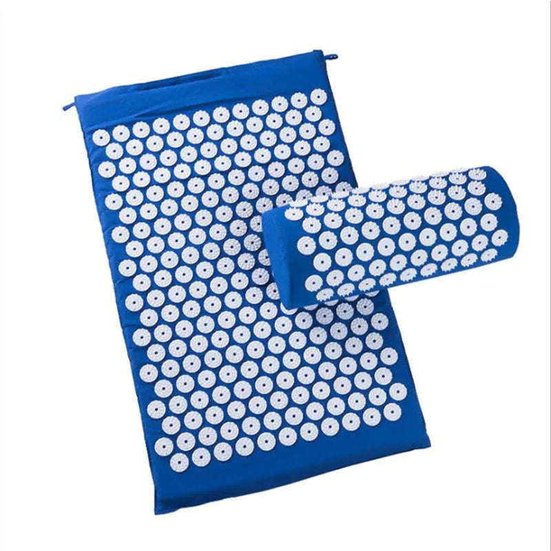 Acupuncture massage mat cushion pillow 66x42x2cm in black and green for fitness yoga