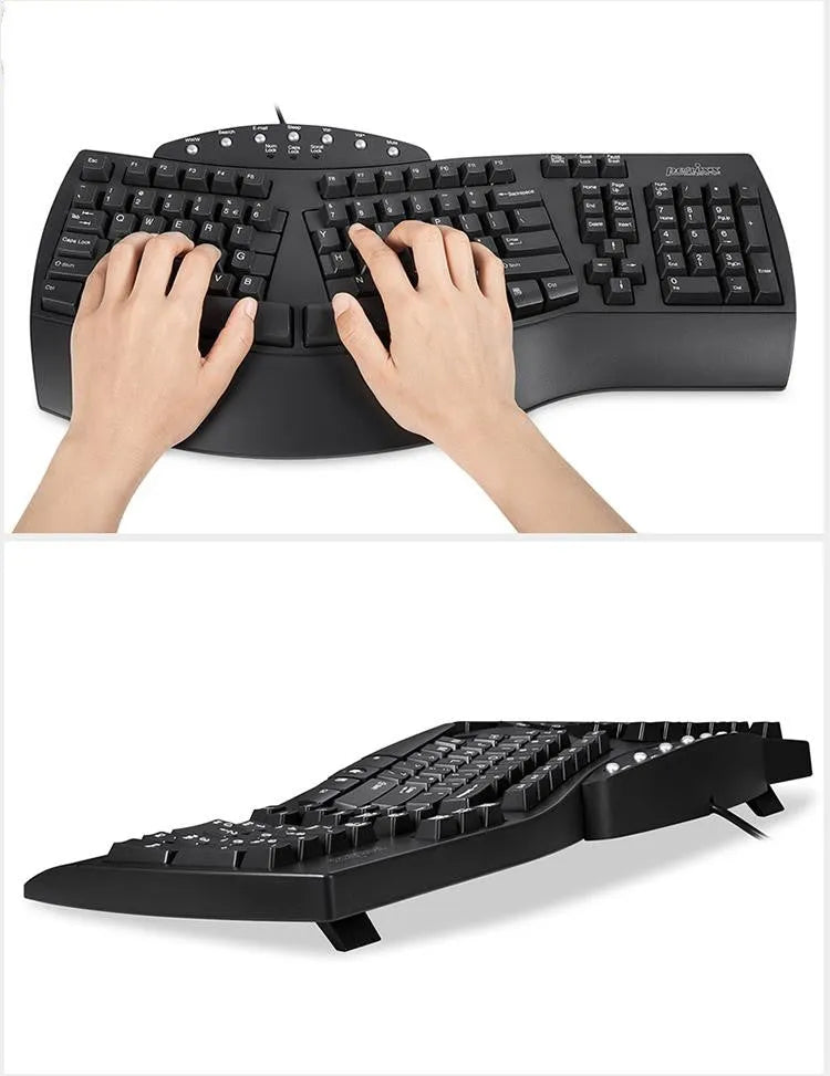 Perixx Periboard-512 white black ergonomic split mechanical keyboard with wired USB cable.