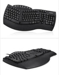 Perixx Periboard-512 white black ergonomic split mechanical keyboard with wired USB cable.