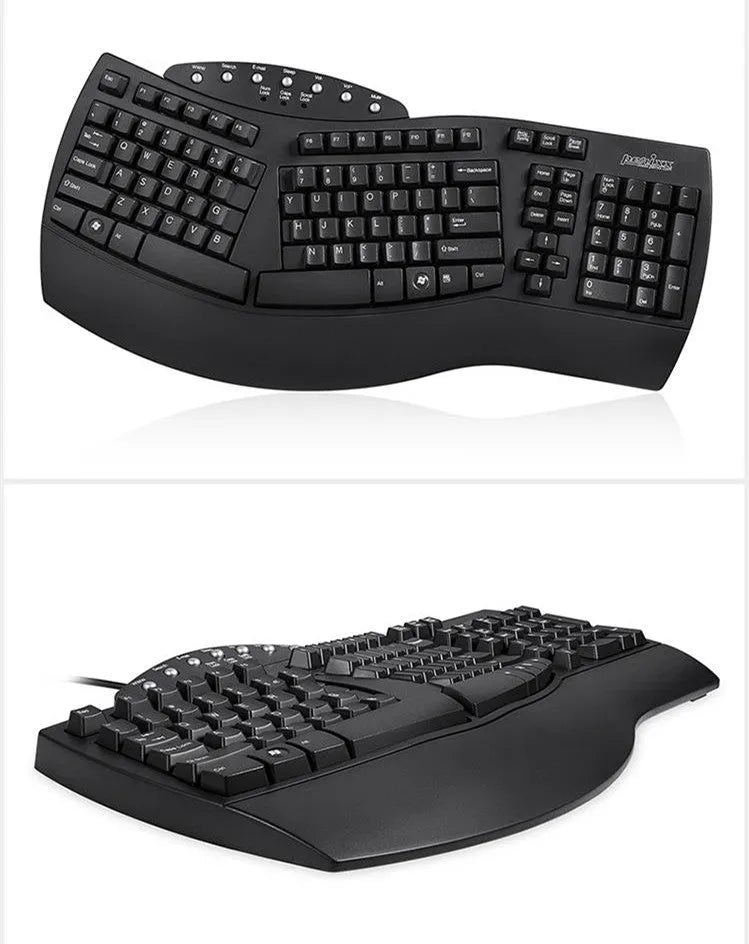 Perixx Periboard-512 white black ergonomic split mechanical keyboard with wired USB cable.