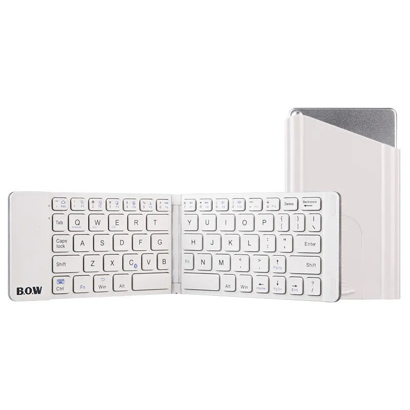Folding Bluetooth keyboard and mouse set with touchpad, full-sized keys, wireless connection, available in Elegant White, Retro Green, and Cherry Powder.