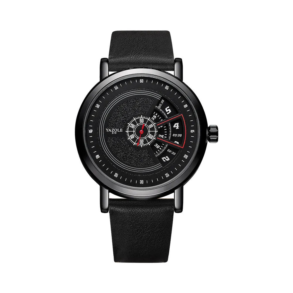 Men's turntable design watch with metal strap showing analogue hands and digital display on a 4.1cm dial.