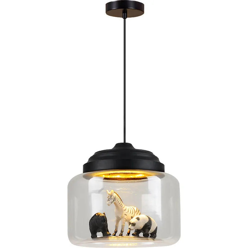 Modern minimalist single head glass chandelier with 9W LED, 240x170mm, 1m adjustable height, white or black finish for children's room