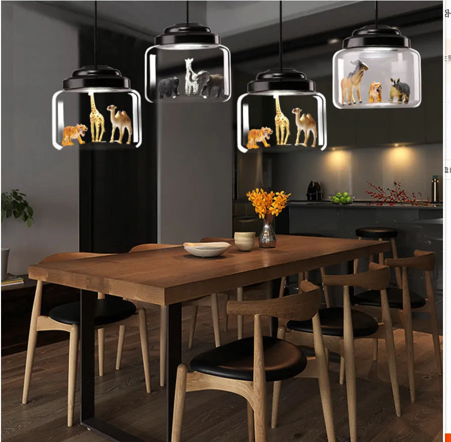 Modern minimalist single head glass chandelier with 9W LED, 240x170mm, 1m adjustable height, white or black finish for children's room