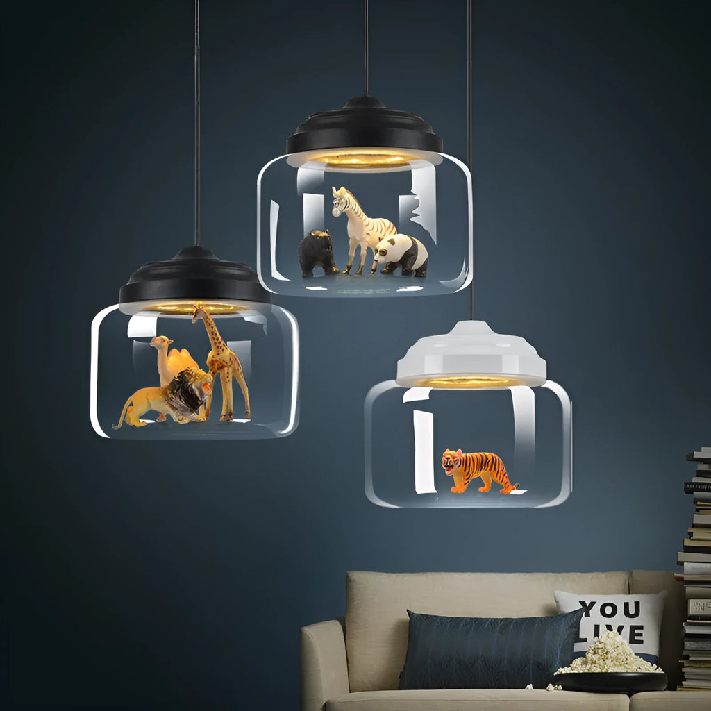 Modern minimalist single head glass chandelier with 9W LED, 240x170mm, 1m adjustable height, white or black finish for children's room