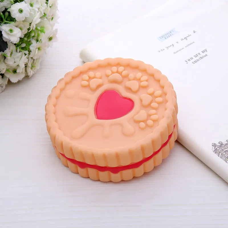 9.5cm PVC vinyl dog molar ball toy in round biscuit style, 58-63g, for throwing and bite play