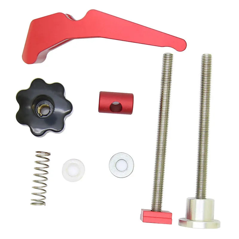 Red aluminum alloy woodworking table block slide holder with flat mouth design