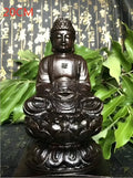 Natural black wood carving Sakyamuni Buddha statue 30cm height home office ornament