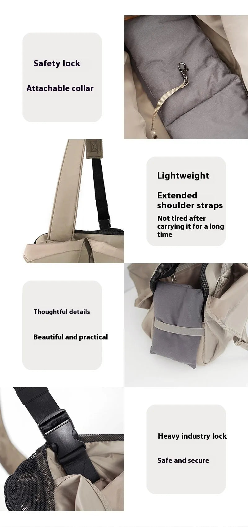 Apricot coloured cloth pet carrier handbag showing portable size.