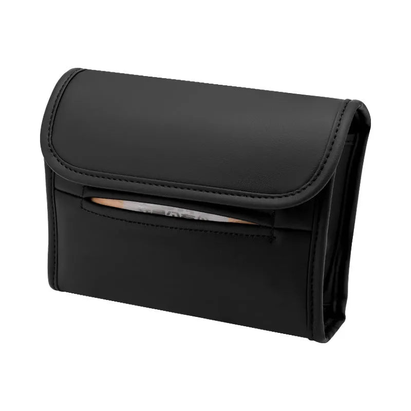 Leather car tissue holder with elastic band for chair back installation