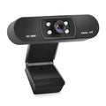 Black HD webcam with built-in microphone and glass lens on a laptop screen