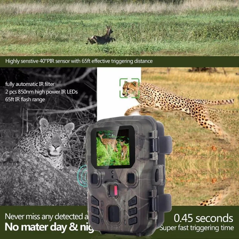 Black infrared night vision monitoring device with TF card slot and plastic construction