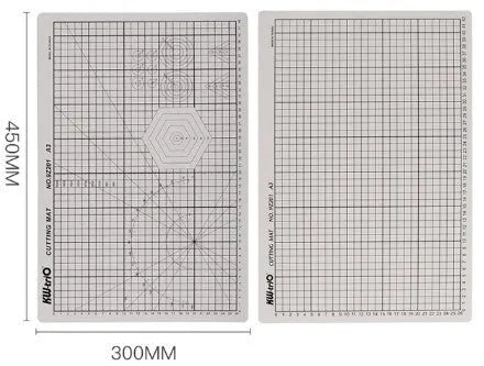A3 self-healing cutting mat with centimetre grid lines in green, black or grey