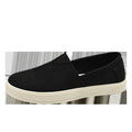 Men's beige canvas shoes with round toe and shallow mouth design on PVC sole