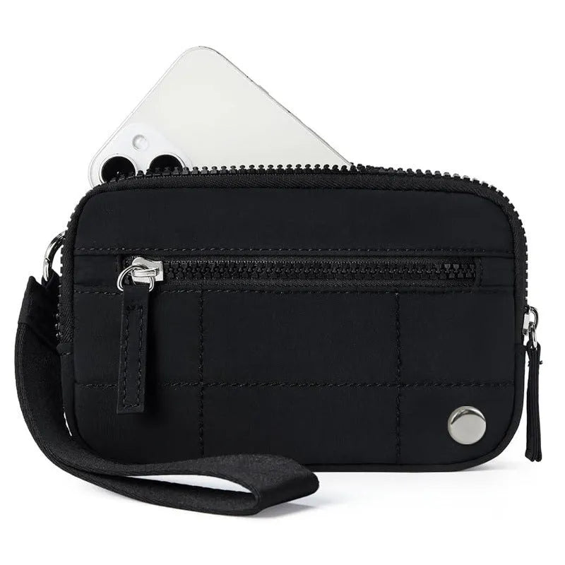Waterproof quilted women's handbag with transparent deck section in solid colour