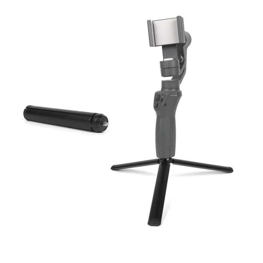 Black aluminium alloy mobile phone tripod handheld stabiliser compatible with iPhone