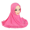 Girls' ice silk ruffle headscarf in solid colour, 55 x 50 x 67cm, for children