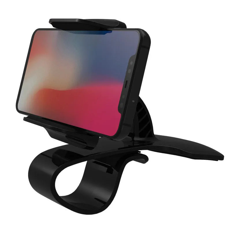 Dashboard car phone holder showing adjustable clamp and silicone base in black