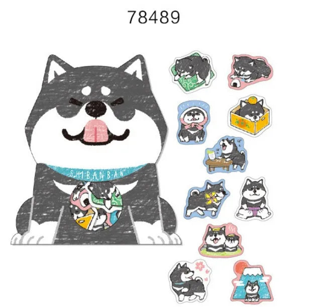Pack of irregular shaped dog stickers in assorted colours for journal and hand account decoration.