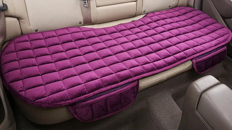 Winter car cushion without backrest in plush material, two-seat style, beige colour