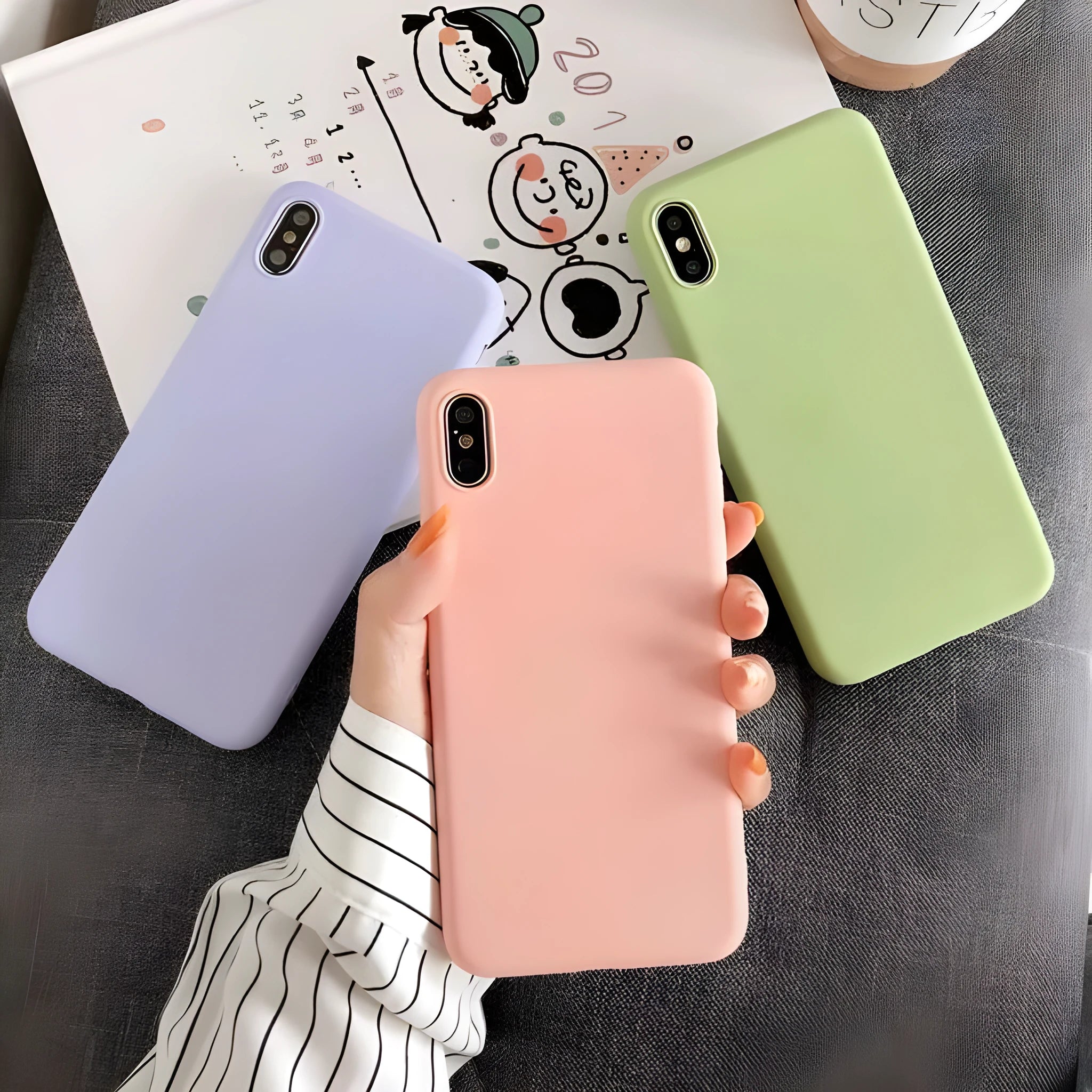 Silicone back cover for Apple iPhone models from iPhone 6 to iPhone 11 Pro Max in solid colour options