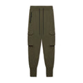 Slim fit multi-pocket cargo pants in cotton with polyester lining, shown in classic black, dark grey, army green, rust red or milky white.