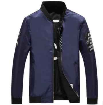 Reversible men's flight jacket showing both sides in slim fit with stripe pattern