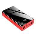 Black and red 40000 mAh power bank with LCD display showing charge level