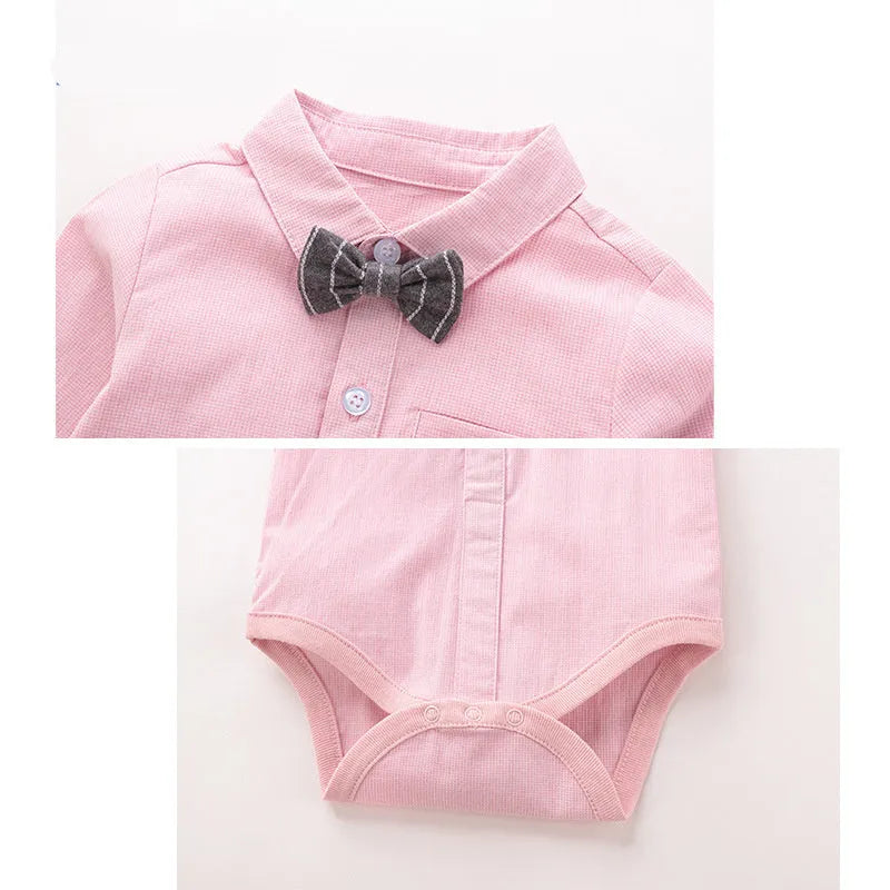 Baby boy gentleman suit set, autumn outfit with cotton-blend top and polyester trousers, sizes 59cm to 100cm