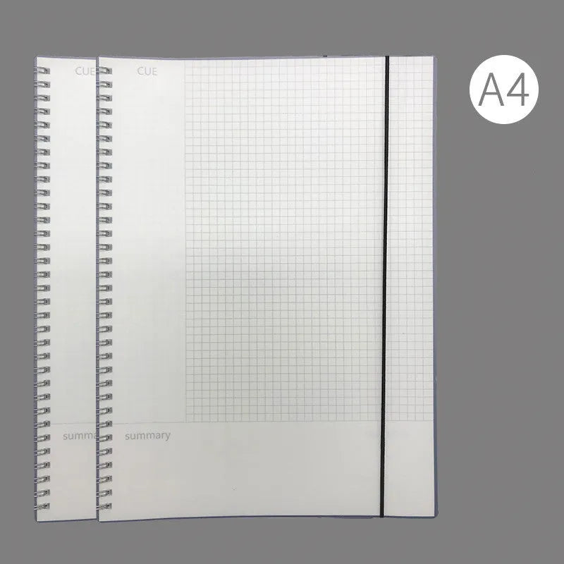 A4 hard cover notebook with PP plastic construction and ruled paper for accounting and writing