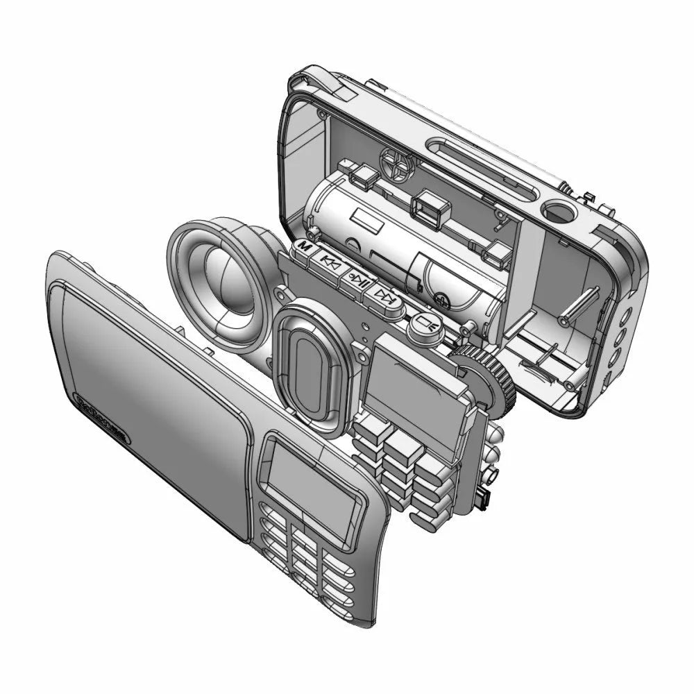 Golden Rolton W405 portable FM radio and MP3 speaker with LED display and wrist strap.