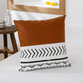 Double sofa cushion in cotton canvas and leather-look fabric, 45x45cm or 35x50cm, PP cotton filling, hidden zipper