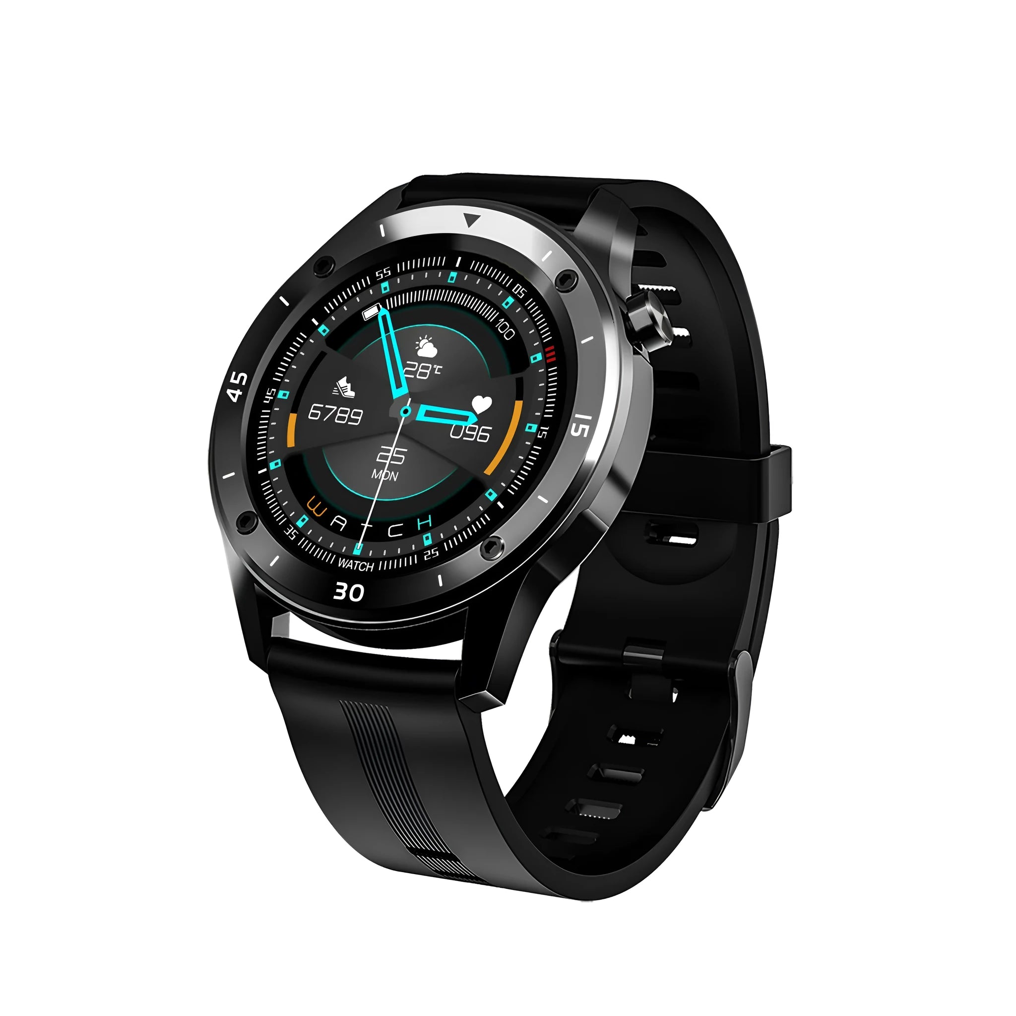 F22 smartwatch with 1.54 inch screen on TPU wrist strap in black, green or red colours